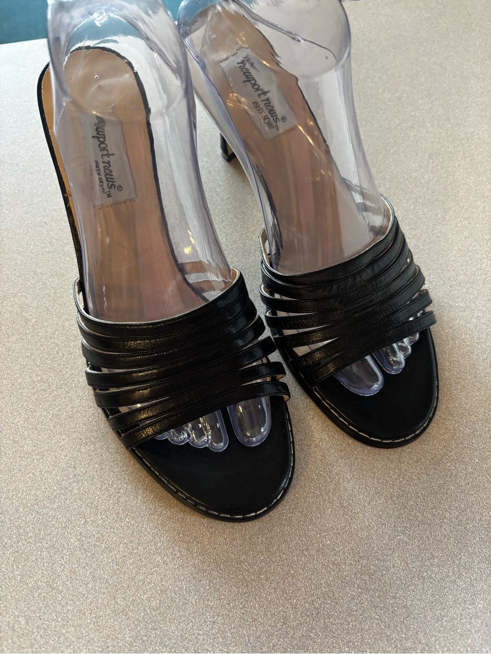 Newport News Black Strappy Kitten Heel Mules - Picture 9 of 9